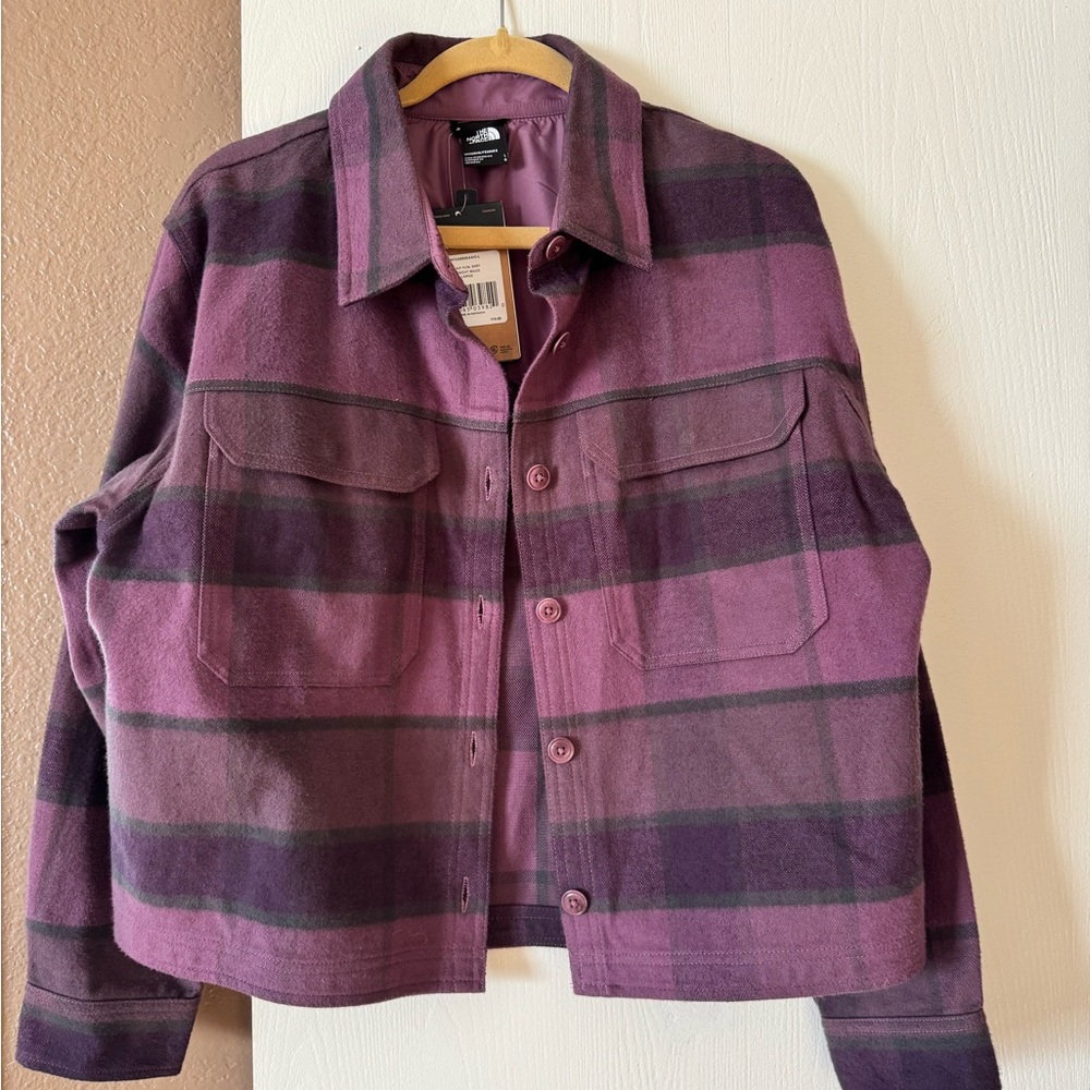 The North Face Purple and Grey Plaid Jacket